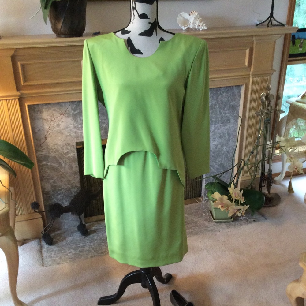 Suit in Chartreuse Green Silk by Mark Heister
